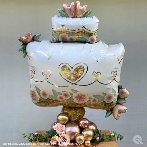 Μπαλόνι Γαμήλια Τούρτα με χρυσό γκλίτερ 105cm