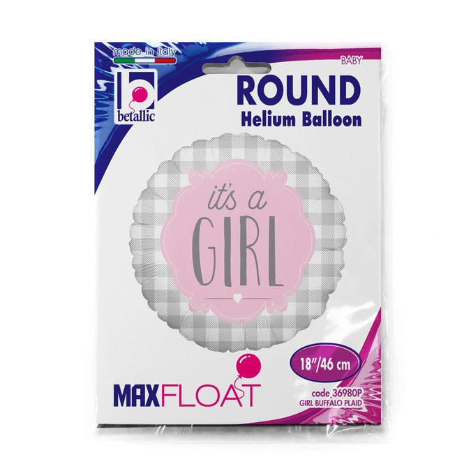 Μπαλόνι γέννησης It's a Girl καρό 45 εκ.