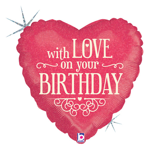 Μπαλόνι Καρδιά 'With Love on your Birthday' 18"