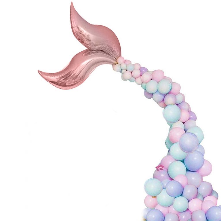 Μπαλόνι Ροζ-Xρυσό Swirling S για ουρά γοργόνας - 45 cm