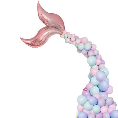 Μπαλόνι Ροζ-Xρυσό Swirling S για ουρά γοργόνας - 45 cm