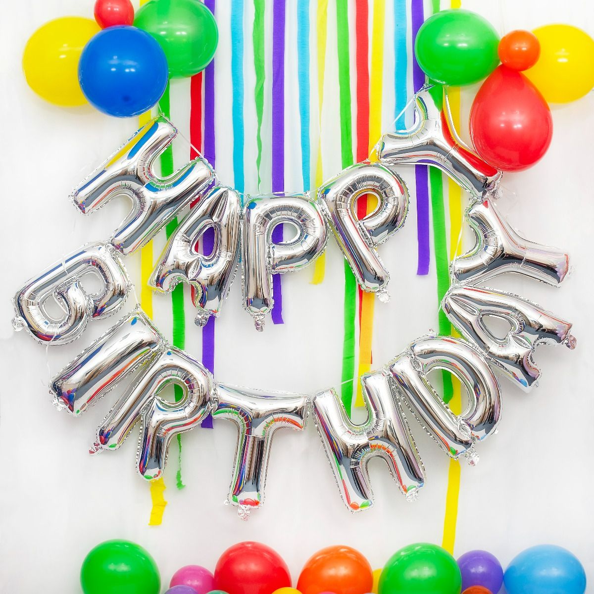 Μπαλόνια Happy Birthday Ασημί (13 τεμ)