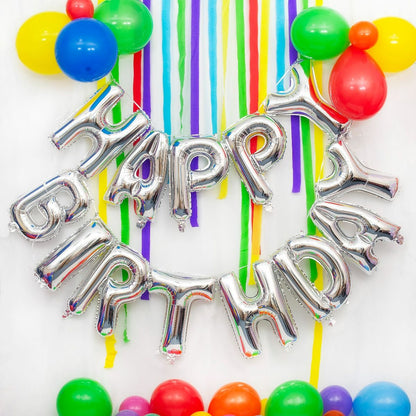 Μπαλόνια Happy Birthday Ασημί (13 τεμ)