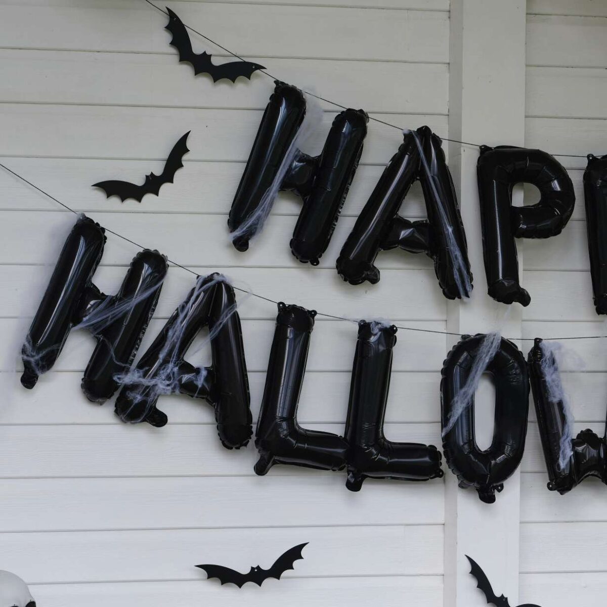 Μπαλόνια Happy Halloween με Νυχτερίδες & Ιστό Αράχνης