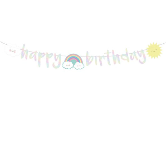 Μπάνερ "Happy Birthday" Ουράνιο Τόξο & Σύννεφο 180cm