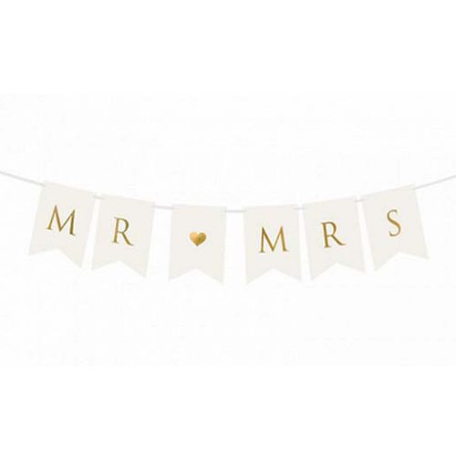 Μπάνερ γάμου λευκό Mr & Mrs