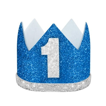 Μπλε Κορώνα με γκλίτερ για πρώτα γενέθλια