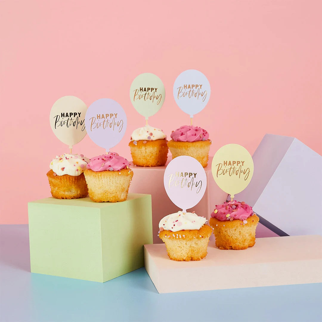Οδοντογλυφίδες μπαλόνι Pastel Birthday (12 τεμ)