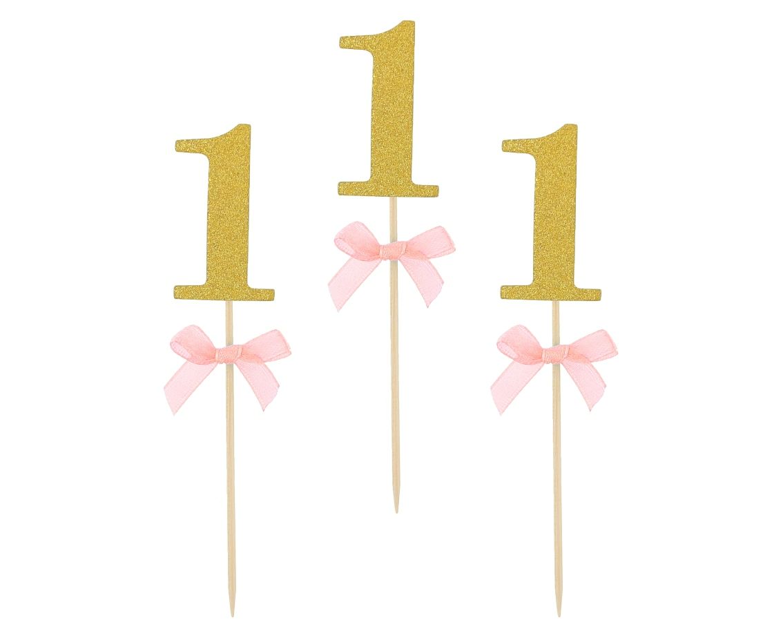 Οδοντογλυφίδες πάρτυ 1st Birthday ροζ (10 τεμ)