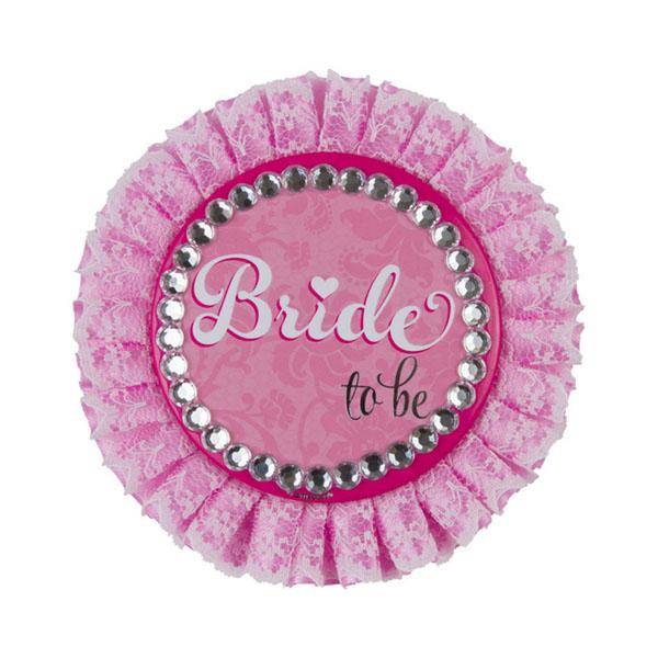Παράσημο Ροζ με δαντέλα "Bride to be