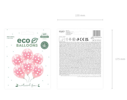 Παστέλ μπαλόνια Ροζ Πουά (6 τεμ)