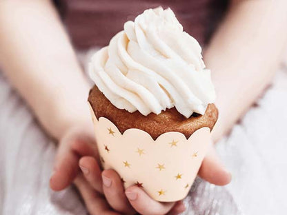 Περιτύλιγμα για cupcakes με χρυσά αστέρια (6 τεμ)