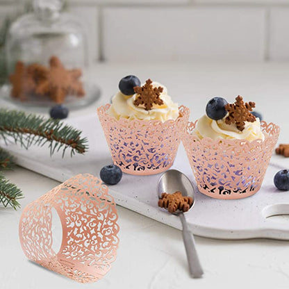 Περιτύλιγμα για cupcakes με ροζ διάτρητο σχέδιο (10 τεμ)