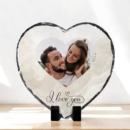 Πέτρινη Κορνίζα Καρδιά με Φωτογραφία - I love you