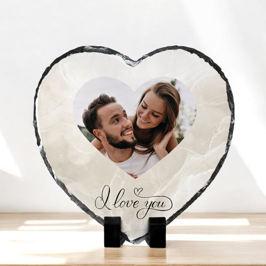 Πέτρινη Κορνίζα Καρδιά με Φωτογραφία - I love you