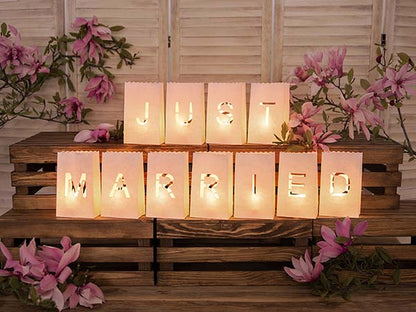 Φαναράκια για κεράκια "Just Married" (11 τεμ)