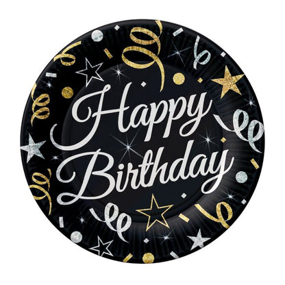 Πιάτα γλυκού Birthday κομφετί (6 τεμ)