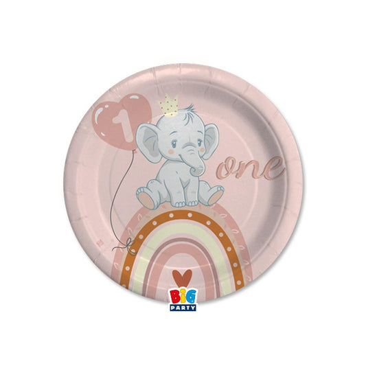 Ροζ Πιάτα γλυκού - One ελεφαντάκι (8 τεμ)