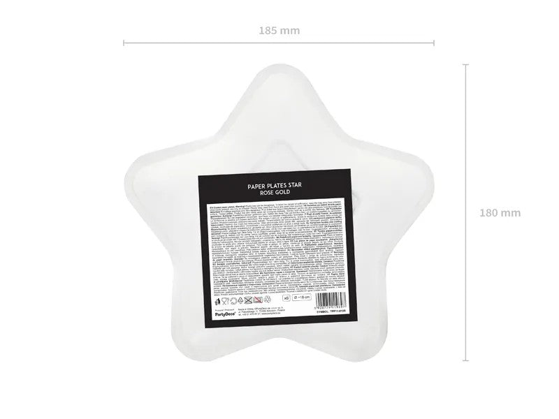 Πιάτα Γλυκού Ροζ-Χρυσό Αστέρι (6 τεμ)