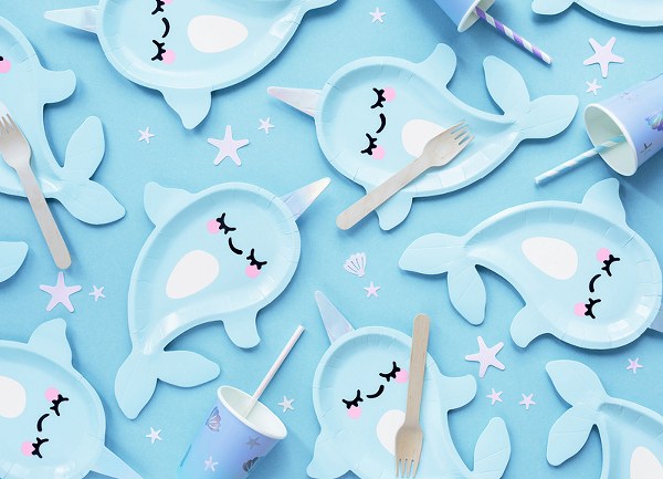 Πιάτα πάρτυ Θαλάσσιος Μονόκερος Narwhal (6 τεμ)