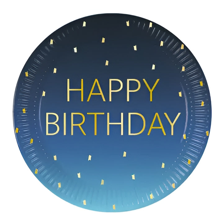 Πιάτα φαγητού μπλε Όμπρε Birthday (8 τεμ)