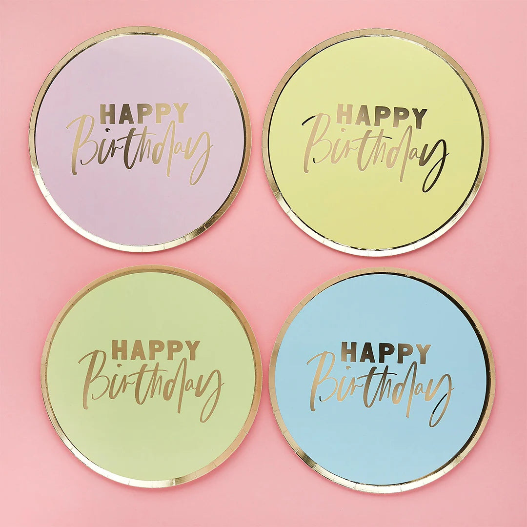Πιάτα φαγητού Pastel Birthday (8 τεμ)
