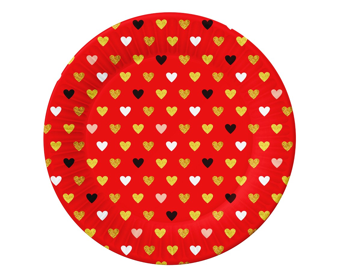 Πιάτα φαγητού Valentine ΧΟΧΟ (6 τεμ)