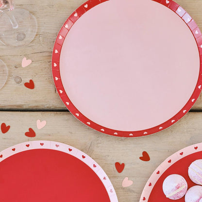 Πιάτα φαγητού Valentine με καρδιές (8 τεμ)
