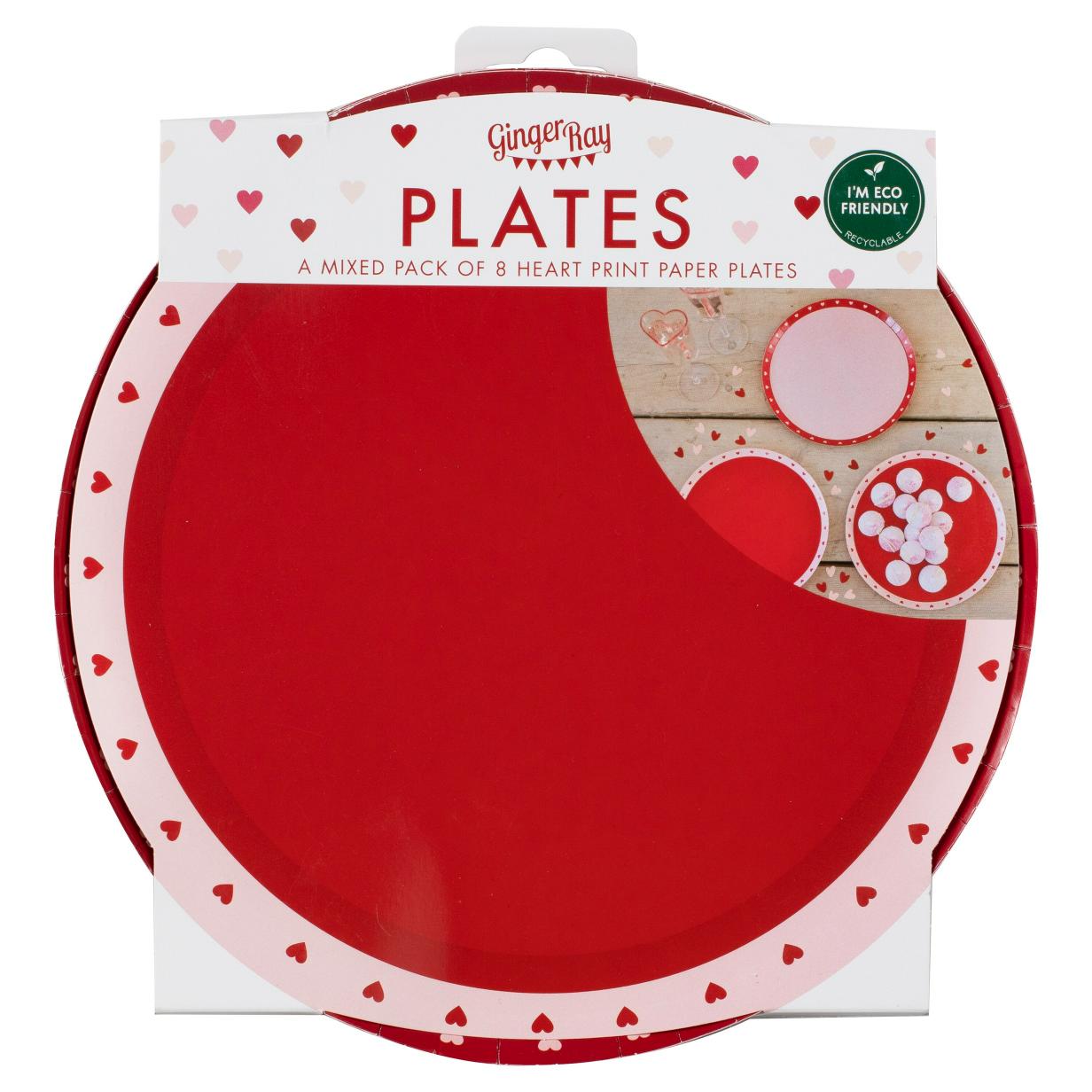Πιάτα φαγητού Valentine με καρδιές (8 τεμ)
