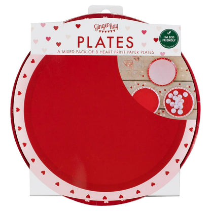 Πιάτα φαγητού Valentine με καρδιές (8 τεμ)