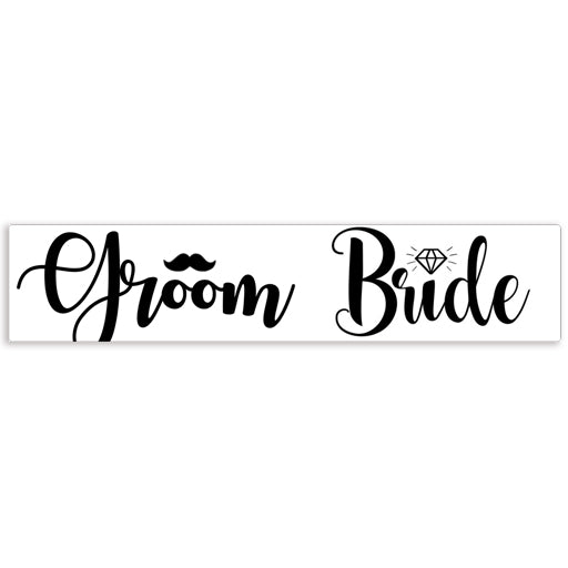 Πινακίδα αυτοκινήτου γάμου "Groom - Bride" (2 τεμ)