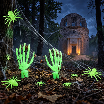 Φωσφοριζέ Πλαστικές Αράχνες - Glow in the Dark (10 τεμ)