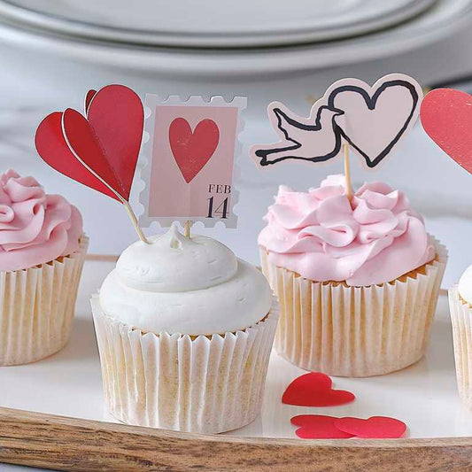 Διακόσμηση για κεκάκια Valentine's/ 12 pcs