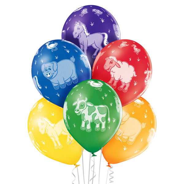 Πολύχρωμα μπαλόνια Ζωάκια Φάρμας (6 τεμ)