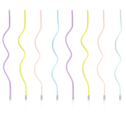 Πολύχρωμα Ψηλά Κεράκια Curl (8 τεμ)