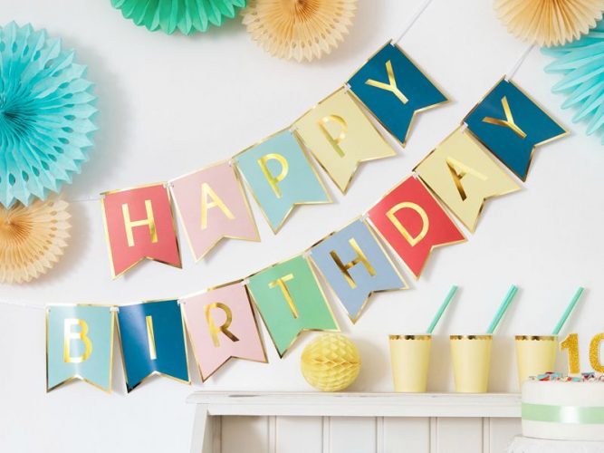 Πολύχρωμο μπάνερ Happy Birthday