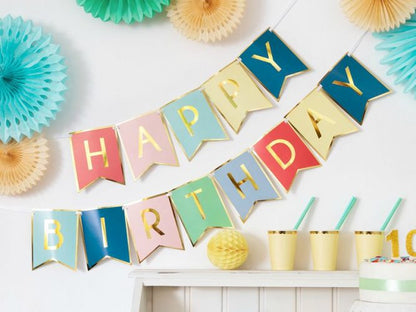 Πολύχρωμο μπάνερ Happy Birthday