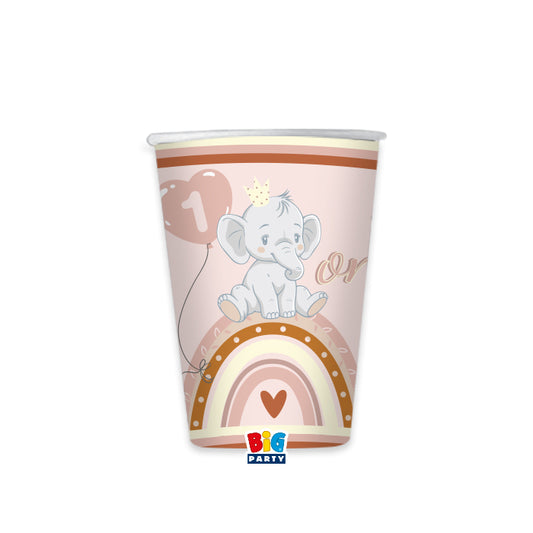 Ροζ Ποτήρια Χάρτινα - One ελεφαντάκι (8τεμ)