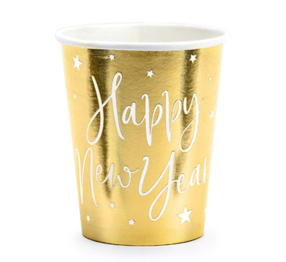 Ποτήρια χρυσά Happy New Year (6 τεμ)