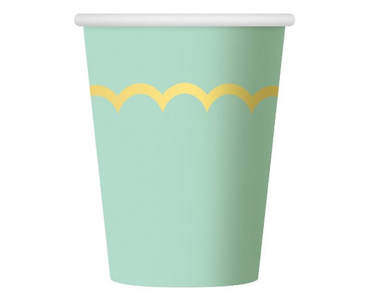 Ποτήρια πάρτυ Μέντα με χρυσό σχέδιο (6 τεμ)