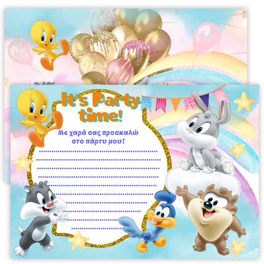 Προσκλήσεις πάρτυ Looney Tunes(8 τεμ)