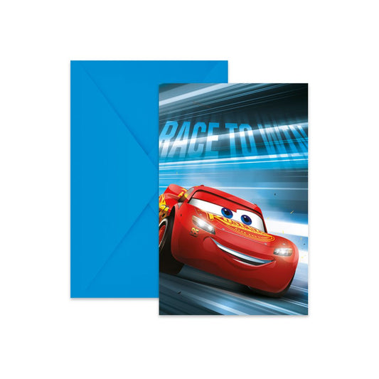 Προσκλήσεις πάρτυ Cars "Victory is mine" με φάκελο (6 τεμ)