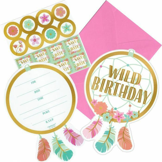 Προσκλήσεις με Φάκελο Boho Birthday Girl (8 τεμ)
