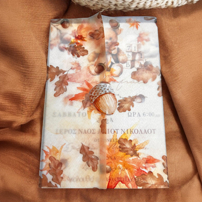 Προσκλητήριο Φθινοπωρινής Βάπτισης με Φάκελο Ριζόχαρτο