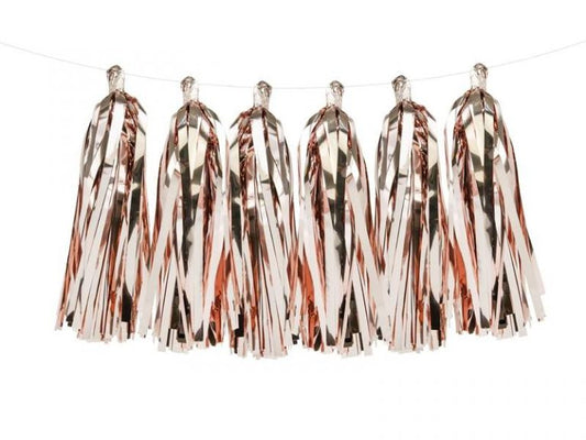 Rose Gold γιρλάντα με φούντες (12 τεμ)