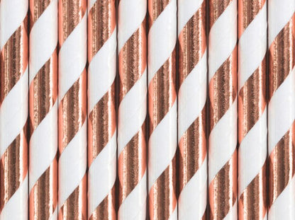 Rosegold χάρτινα καλαμάκια ριγέ (10 τεμ)