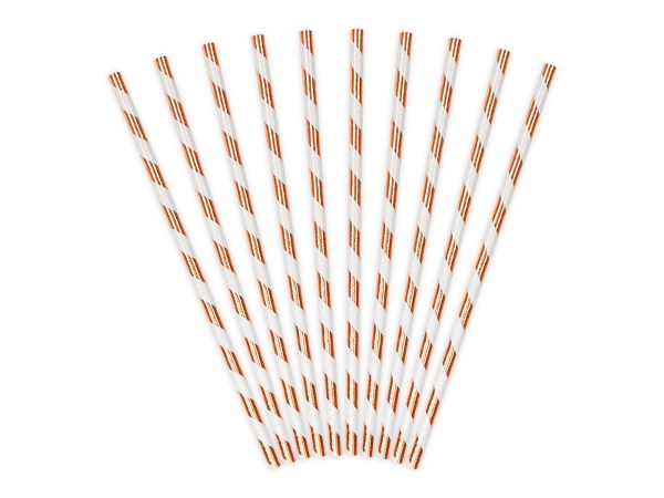 Rosegold χάρτινα καλαμάκια ριγέ (10 τεμ)
