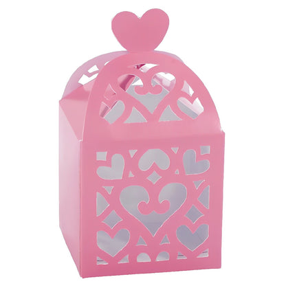 Ροζ κουτάκι διάτρητο για μπομπονιέρα (50 τεμ)