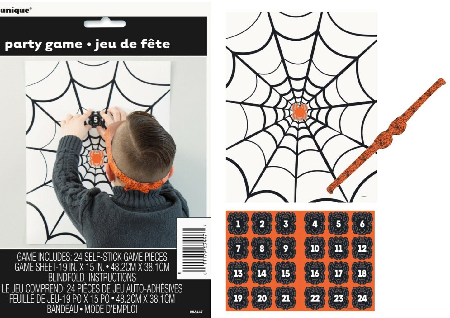 Pin the Spider on the Web Party Game for 24