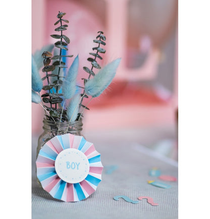 Σετ Αυτοκόλλητα & Κονκάρδες για Gender Reveal (18 τεμ)